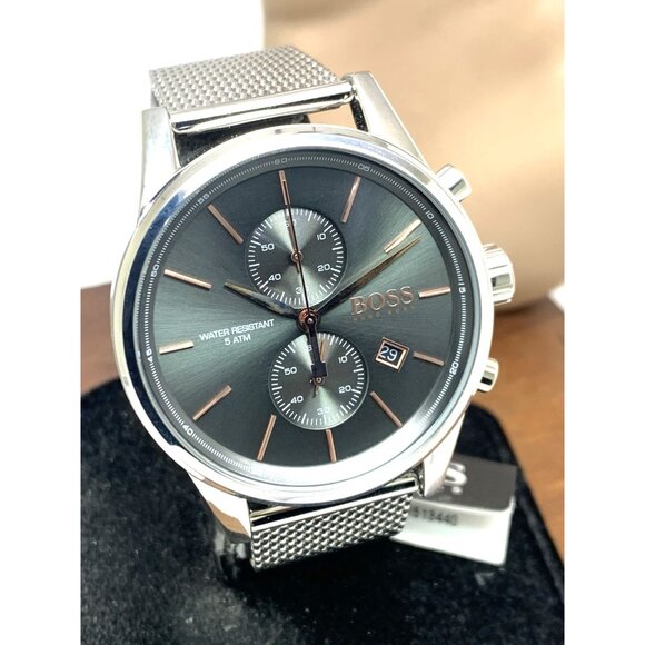 Hugo Boss Men's Watch 1513440 Quartz Chronograph Gray Dial Silver Steel 41mm - Picture 12 of 13